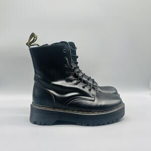Dr Martens Boots Womens 8 Black Platform Combat 8 Eye Lug Sole Lace Up AirWair
